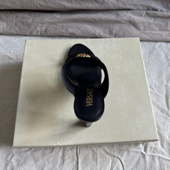 Versace Black Mules with Gold Medusa - Picture 7 of 10